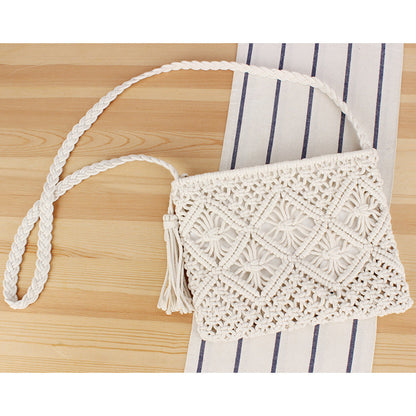 Tassel Handheld Woven Bag Retro Handheld Woven Bag Summer Vacation Tourism Beach Bag