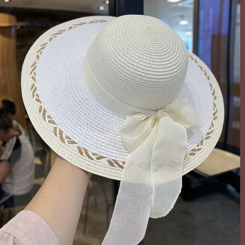 Straw Bag and Hat Set for Women, Beach Vacation, Versatile Sun Protection Wide Brim Hat, Commute Travel Large Capacity Tote Bag